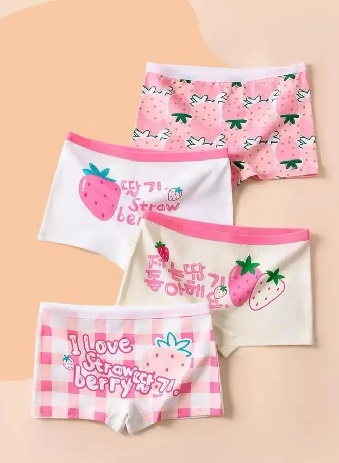 ستايلي عبوة من 4 قطع - سراويل داخلية قطنية مطبوعة للبنات